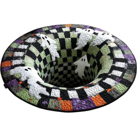 Tapis rond Halloween 60 x 60 cm – Tapis 3D à illusion d’optique avec effet de profondeur – Tapis doux et antidérapant pour décoration Halloween (1/5)