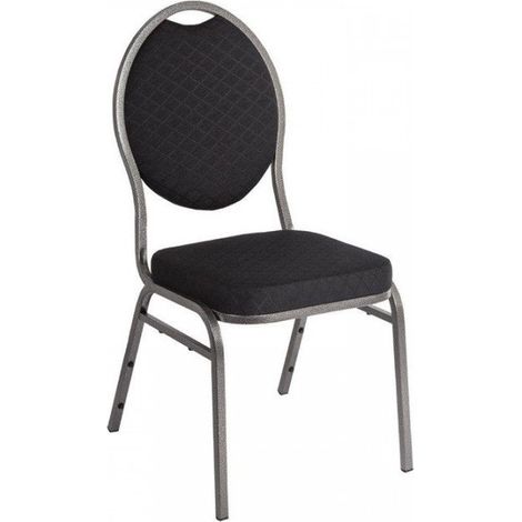 Lot de 4 chaises en acier poudré (H)440 mm empilables, noir, gris (1/4)
