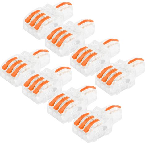 20 connecteurs de fils SPL, 1 entrée, 3 sorties, répartiteur à poussoir, bornier en T (orange) (1/5)