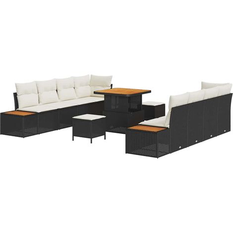 Maison Exclusive - Set Divano da Giardino 11 pz 10-Numero di posti Nero (1/5)
