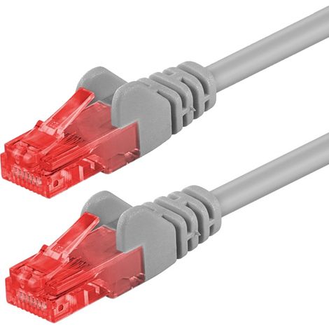 CAT 6 cavo patch, U/UTP, (grigio), conduttore di rame (CU), guaina del cavo senza alogeni (LSZH). Lunghezza del Cavo 0.5 m (1/3)