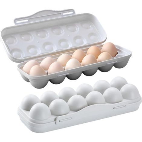 Juego de 2 cajas blancas para 12 huevos – Porta huevos de viaje y picnic con asa, sin BPA, reutilizable (1/5)