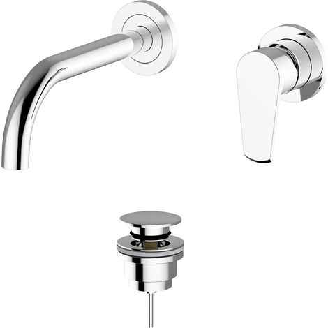 Mitigeur lavabo mural avec vidage clic-clac Teorema Velvet 8V318  Chromé