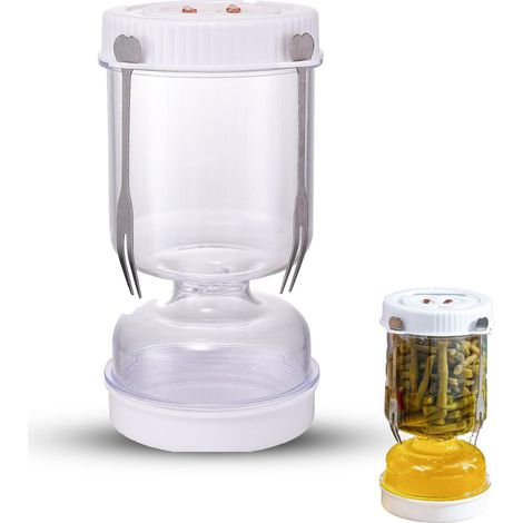 Pot de cornichon de 50 oz avec passoire à rabat, support de cornichon hermétique pour le stockage des aliments, pot séparateur de jus de cornichon pour câpres, olives et jalapenos (1/5)