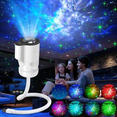 Veilleuse projecteur d'étoiles galactiques 2 en 1 - Veilleuse LED alimentée par USB - Idéale pour créer une ambiance lumineuse à la maison (1/5)
