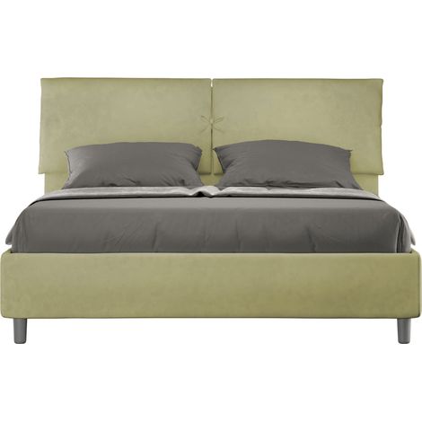 Lit adulte moderne rembourré microfibre Viena Sommier-Vert kaki-160x200-Option Sommier (1/5)