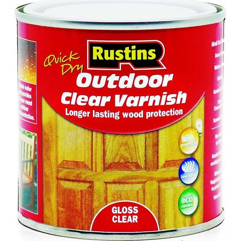 Rustins Exterior Clear Gloss Varnish - Quick-Drying, Weather-Resistant, 250ml (1/4)
