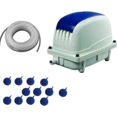 Set Aérateur Bassin Pompe à air 9000 l/h 12 diffuseurs boules 5 cm de diamètre SILENCIEUX. Pour 12000 - 15000 litres environ (1/5)