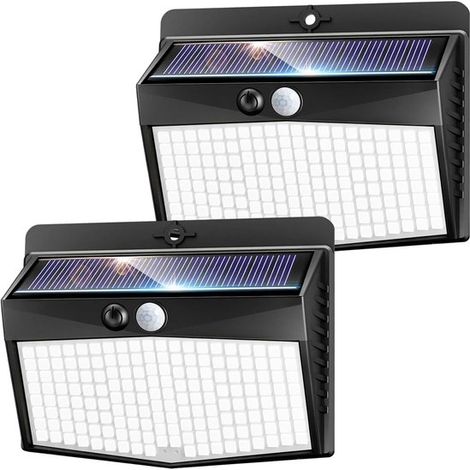 Luci solari per giardino, garage e cortile, con sensore di movimento, 3 modalità, alimentazione solare, impermeabili IP65, 168 LED, luce solare super luminosa, 2 pezzi (1/5)