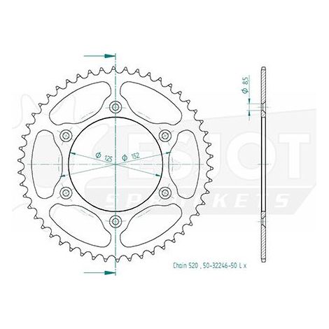 Couronne transmission Esjot pour moto Beta 125 RR Enduro 2T 2018 (1/2)