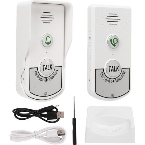 Sonnettes D'Interphone sans Fil 1000 M de Distance Excellente Puce Interphone Vocal Blanc Sonnettes de Porte Intelligentes Portables pour les Maisons Hôtels Villas Usines (1/5)