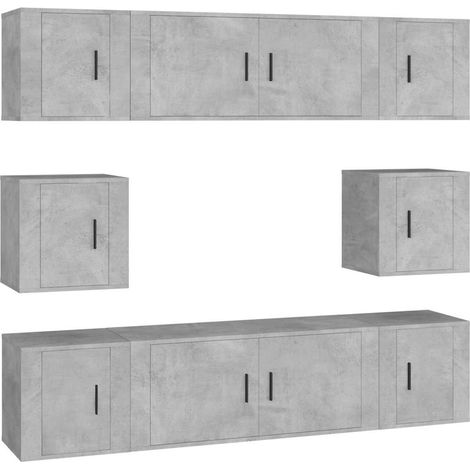 Maison Exclusive - 8-tlg. TV-Schrank-Set Betongrau Holzwerkstoff