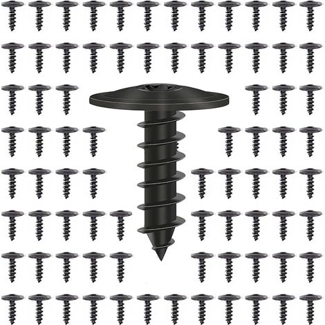 Lot de 80 vis à tôle M5 x 16 mm - Vis autoforeuses - Vis noires à tête plate - Vis en acier inoxydable pour pare-chocs, arcs de roue, acier inoxydable et garde-boue de voiture (1/5)
