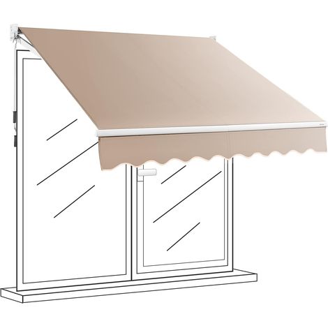 GOPLUS Auvent Retractable avec Manivelle Auvent Manuel avec Revetement PA et Cadre en Aluminium Durable pour Pare-Soleil, Auvent Anti-Soleil Ideal pour Store ,Balcon,Jardin (245x200CM, Beige) (1/5)