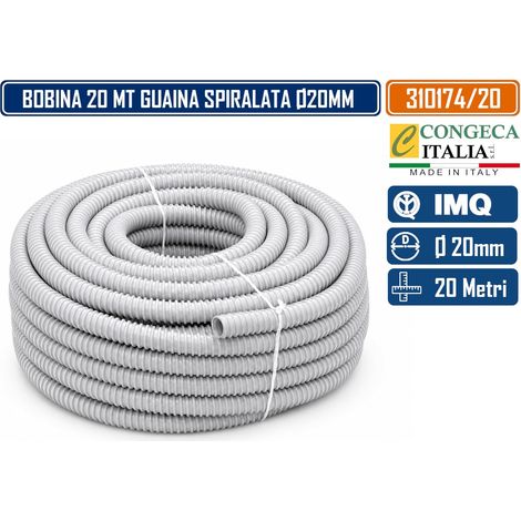 MATASSA 20 METRI GUAINA SPIRALATA Ø20MM FLESSIBILE COLORE GRIGIO RAL 7035 (1/2)