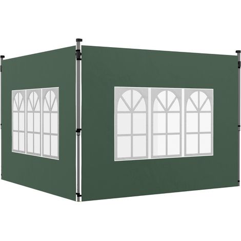 Juego de 2 paredes laterales para cenador de 3x3/3x4 m con ventana - 295 x 195 cm - Impermeable - Verde (1/5)