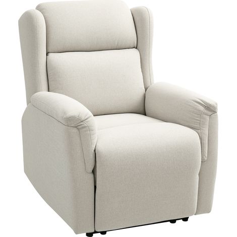 Sillón relax reclinable de lino beige HOMVRA con muelles ensacados, 150 kg (1/5)