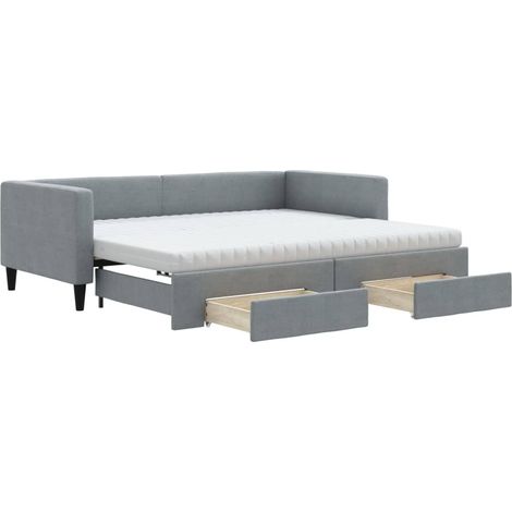 Maison Exclusive - Divano Letto Estraibile Cassetti Grigio Chiaro 90x190cm Tessuto