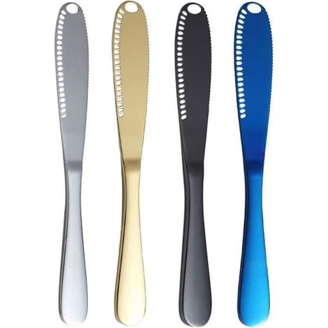 Couteau à beurre - Professionnel - 3 en 1 - Acier inoxydable - Longueur 20,5 cm - 4 pièces (1/4)