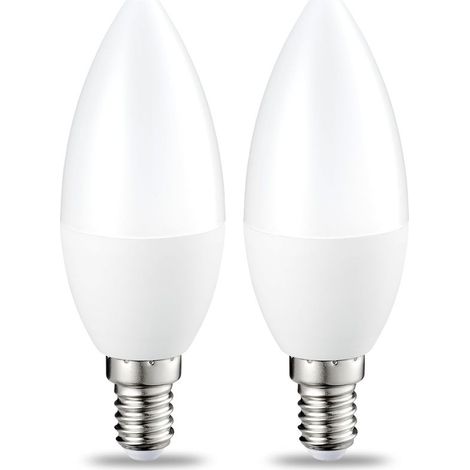 Lot de 2 petites ampoules LED en forme de flamme Culot Edison à vis E14 5 W (équivalent 40 W) Blanc chaud Intensité non variable (1/4)