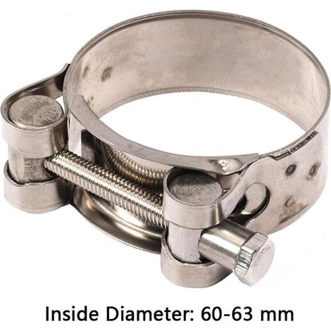 Moto Collier de tuyau d'échappement, Brides D'échappement Turbo,Collier de serrage du tuyau d'échappement Pinces Turbo en acier inoxydable Collier d'échappement (60-63mm) (1/4)
