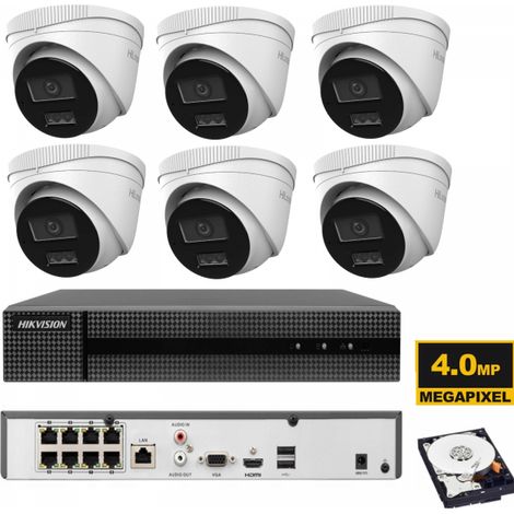 KIT videosorveglianza ip POE Hikvision Nvr 8 canali 4K 6 telecamere 4 MP Smart Hybrid microfono hdd 1TB (1/3)