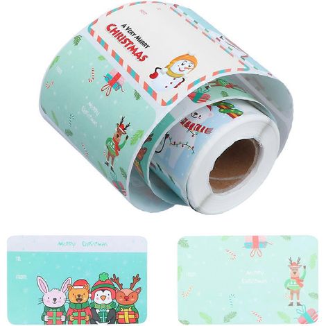 rouleau d'étiquettes cadeaux carrées, motifs de Noël variés, autocollants de fermeture, stickers pour sachets de bonbons, décorations et cadeaux de fête-8X5cm (1/2)