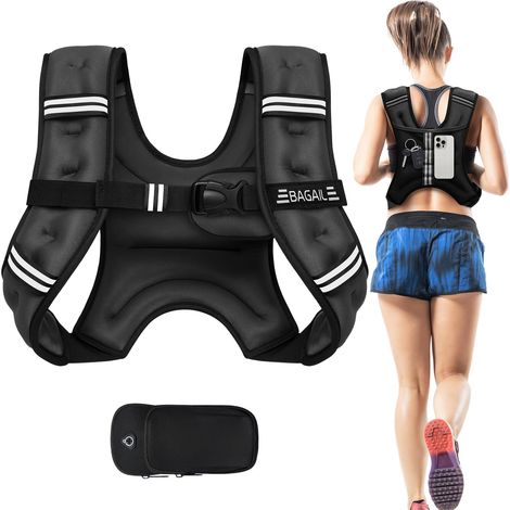 gilet lesté pour musculation, gilet lesté de 5 kg et poche pratique, idéal pour les entraînements, le yoga et les exercices d'aérobic. (1/5)