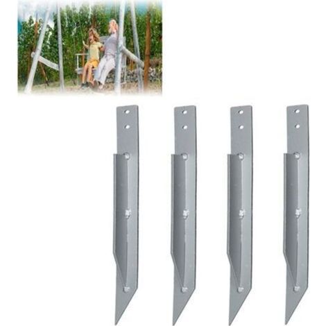 4Pcs Ancrages au Sol pour Balançoire, Ancrage de Jardin, Fixations de Balançoire, résistantes à l'usure, Galvanisées, Coupe Vent, Imperméables, 440 mm (1/5)