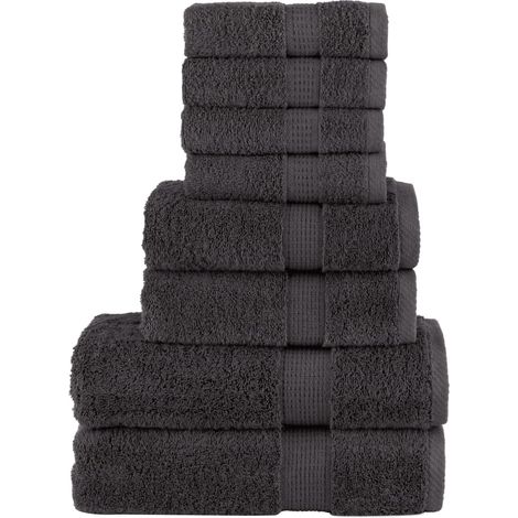 vidaXL 8 Piece Premium Towel Set "SOLUND" Anthracite 600 gsm