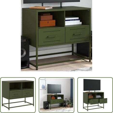 Stahl - TV-Schrank Olivgrün 68x39x60,5 cm Stahl (1/5)