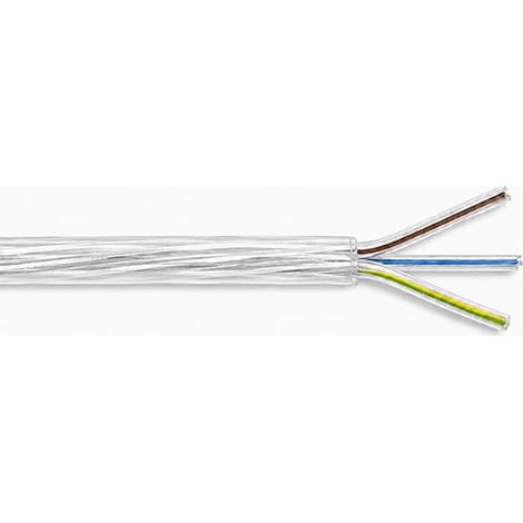 Câble FR5F 3g1,5, transparent avec conducteurs FEP et polarité interne verte, bleue, marron