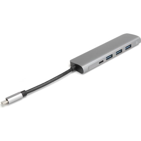 Station d'accueil universelle 7-en-1 avec ports USB 3.0, HDMI 4K, lecteur de cartes SD/TF et connexion USB-C pour ordinateur portable (1/5)