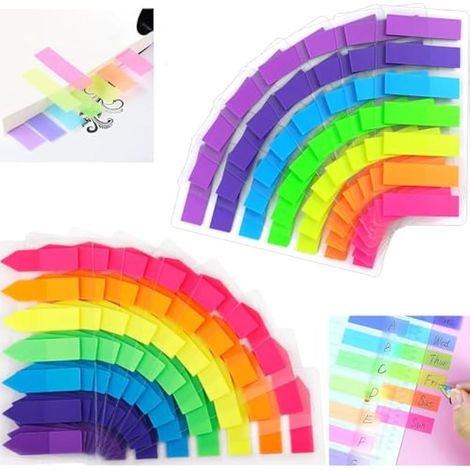 Lot de 280 marqueurs de page autocollants - Notes autocollantes - Notes adhésives pour marquer et mettre en valeur les pages - 7 couleurs - Repositionnables - Écriture (1/4)