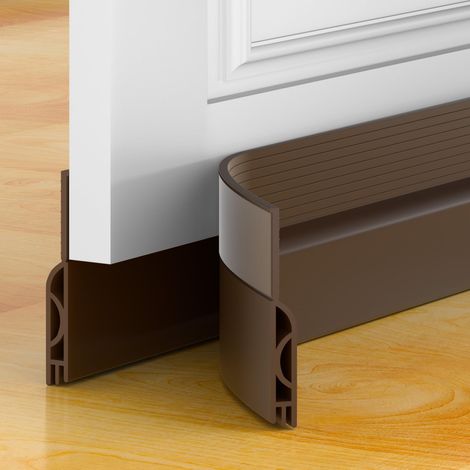 Bas de porte anti-courant d'air & étanchéité porte - bas boudin de porte isolant (rapide à installer),idéal pour Porte d'entrée l'isolation joint contre le froid, le bruit (Marron, 1M) (1/5)