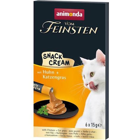 Animonda Cat  Vom Feinsten Snack Cream  Snack per gatti 6x15g - Pollo + Erba gatta 6x15g