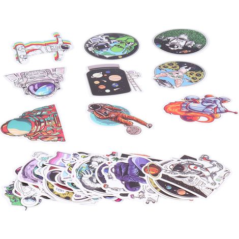 50 autocollants vinyle motif astronaute cool déco universelle voiture ordinateur portable bagage (1/5)