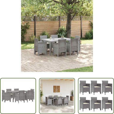 Mobilier extérieur - Ensemble de salle à manger pour jardin 7 pcs Gris clair (1/5)