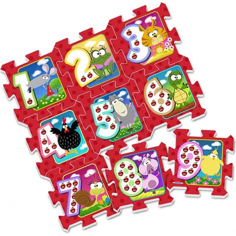 Schaumstoffpuzzle-Spielmatte mit Tieren und Zahlen für Babys, 93 x 93 cm, ZA3147