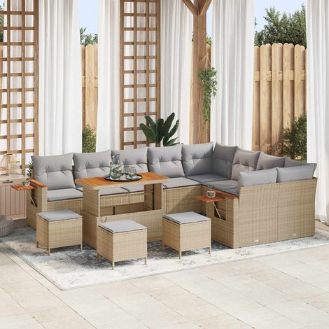 vidaXL Gartensofa-set 13 pcs Beige Poly-Rattan (1/5)