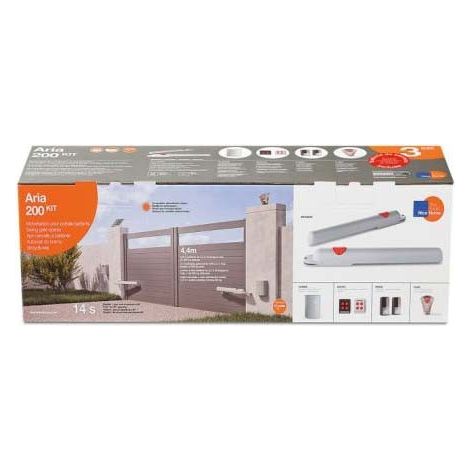 Nice – Kit de motorisation de portail à vérins – Pour portails jusqu’à 2.2m et 250kg – Technologie BUS – 2 télécommandes 4 touches – Sécurité optimisée