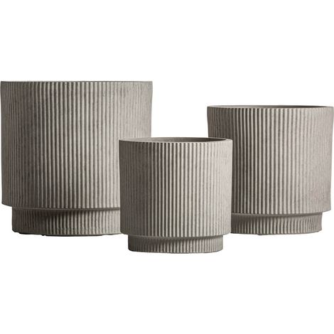 Cache pot design empilable en céramique grise style contemporain - Gris céramique contemporain (1/2)