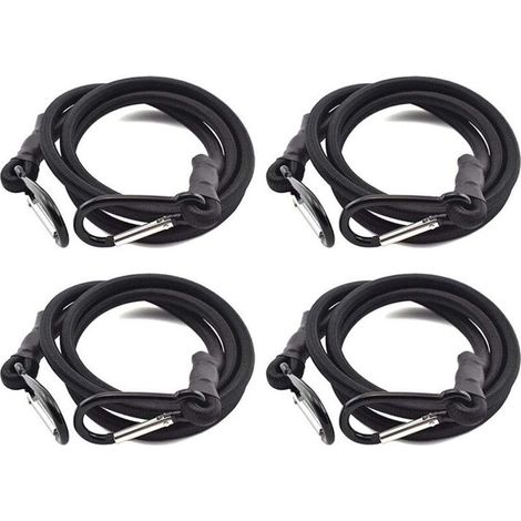 Tendeurs,Sandow Elastique,Tendeurs Elastique avec Crochets,4 Pièces Tendeur Elastique Noir,Sandow avec Crochet pour Tendeurs Porte Bagage(1m) (1/5)