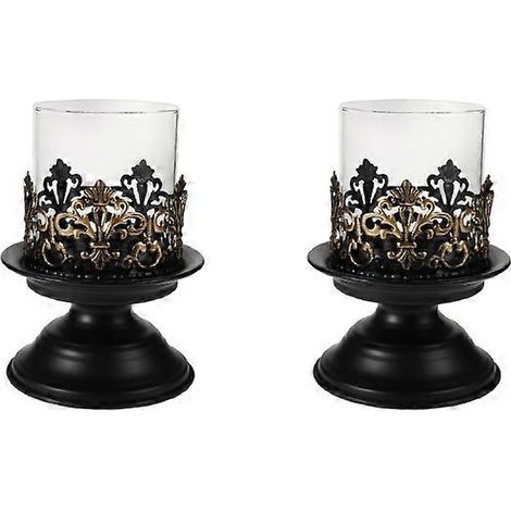 Pièces - Porte-bougie - Bougeoir - Support à bougie - Noir - Simple coupelle décorative pour bougie d'aromathérapie - 10,3 x 16 cm - Réception de mariage, Fêtes (1/5)