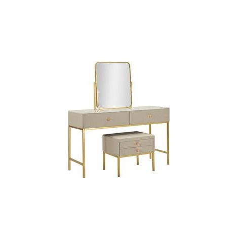 Coiffeuse de luxe avec miroir et tabouret design contemporain (1/5)