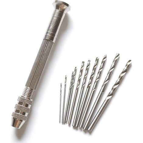 Mini perceuse à main avec 10 embouts micro torsadés pour marionnette (0,8-3,0 mm) outils rotatifs, outils de loisirs (1/4)