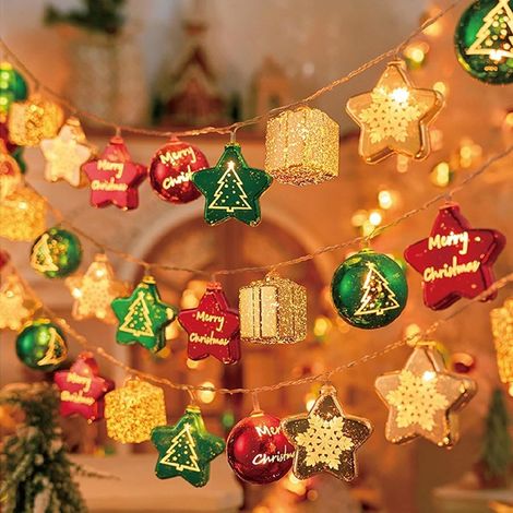 Guirlande lumineuse de Noël,Guirlande de Noel Lumineuse,Décorations de Noël,3m 20led,Fenetre Sapin Interieure Exterieur Décorative, (1/5)