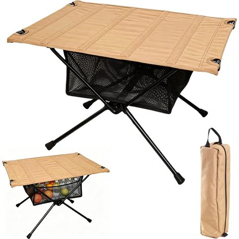 Table de Camping Pliante, Table Pliante Portable avec Sac de Transport et Poche de Rangement Filet Aluminium Léger, Idéal pour la Pêche, Randonnée Voyage et BBQ (1/5)