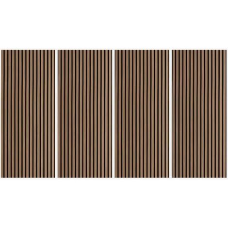 4 x Akustikpaneele Wandpaneele aus Holz 120x60cm Dunkles Nussbaumholz Tabb-NS