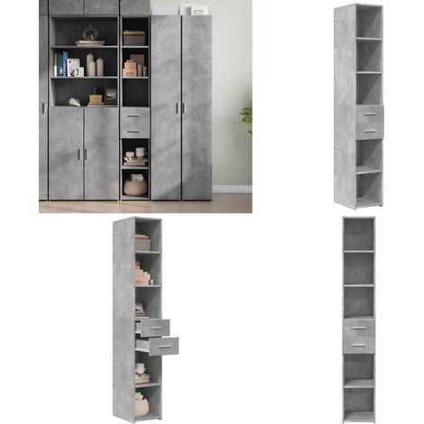 Buffet haut gris béton 30x42,5x185 cm bois d'ingénierie - Buffet Design Intemporel - Meuble Rangement - Buffet Haute Capacité - Buffet Gris - Mobilier Salon - Home & Living (1/5)